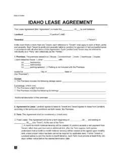 Idaho Lease Agreement Template