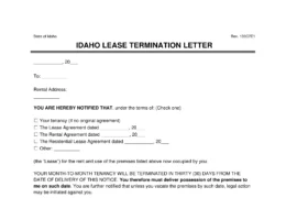 Idaho Lease Termination Letter Template