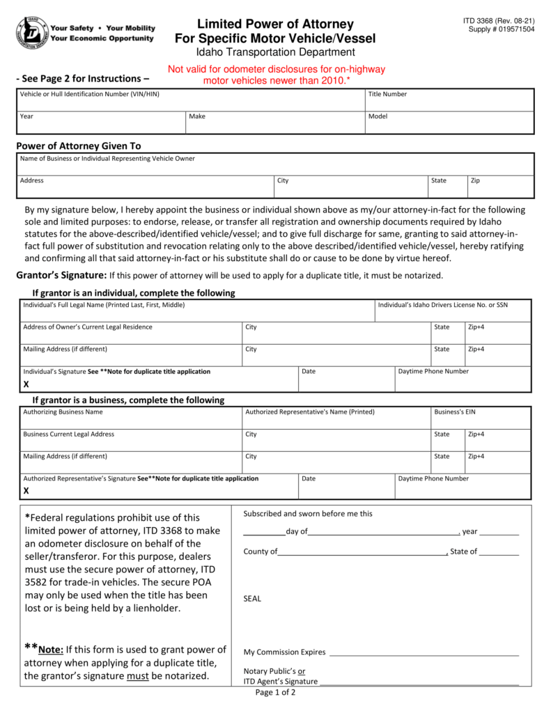 Free Idaho Power of Attorney Forms | PDF & Word