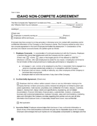 Idaho Non-Compete Agreement Template
