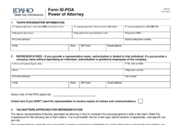 Idaho Tax Power of Attorney Form ID-POA bL375E