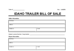 Idaho Trailer Bill of Sale screenshot