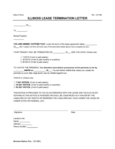 Illinois 60 Day Notice Lease Termination Letter