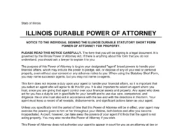 Illinois Durable Statutory Power of Attorney Template