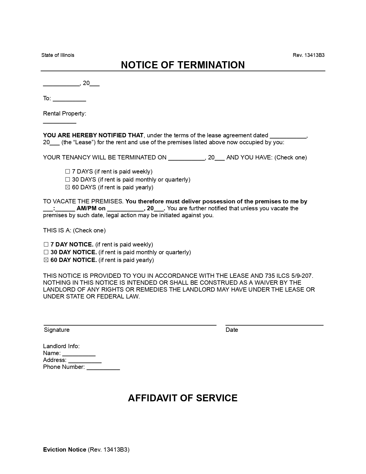 Illinois Lease Termination Letter (60-Day Notice)