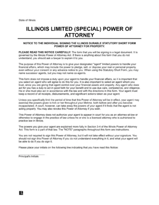 Illinois Limited Power of Attorney Template