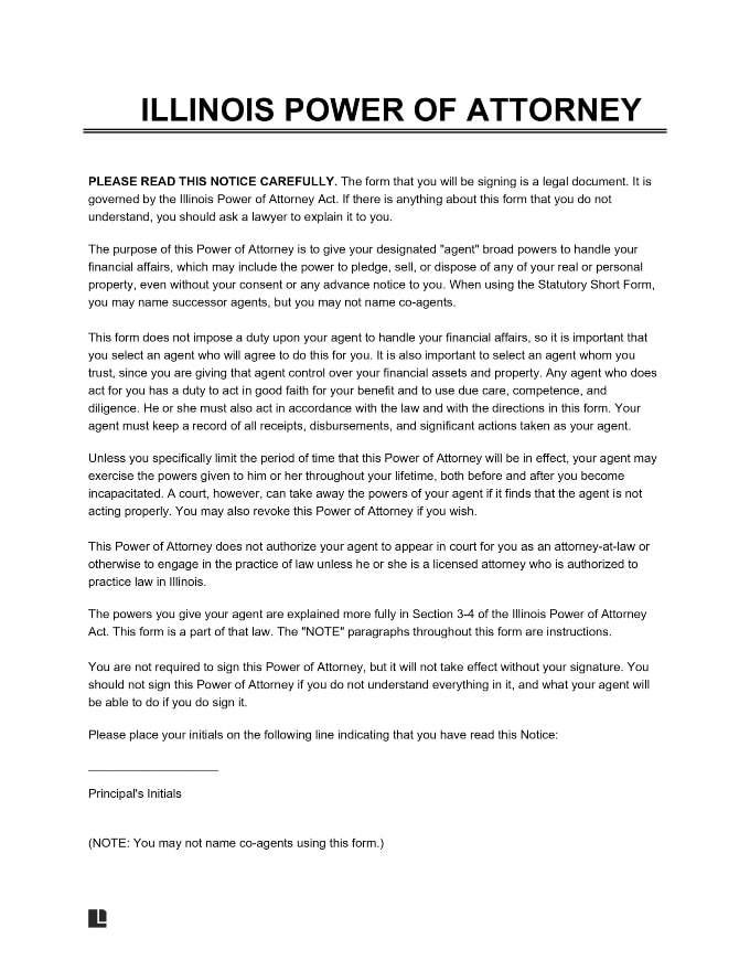 Illinois Power of Attorney Form