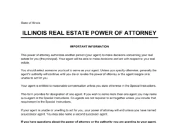 Illinois Real Estate Power of Attorney Form