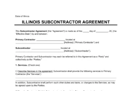 Illinois Subcontractor Agreement Sample