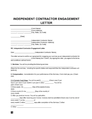 Independent Contractor Engagement Letter