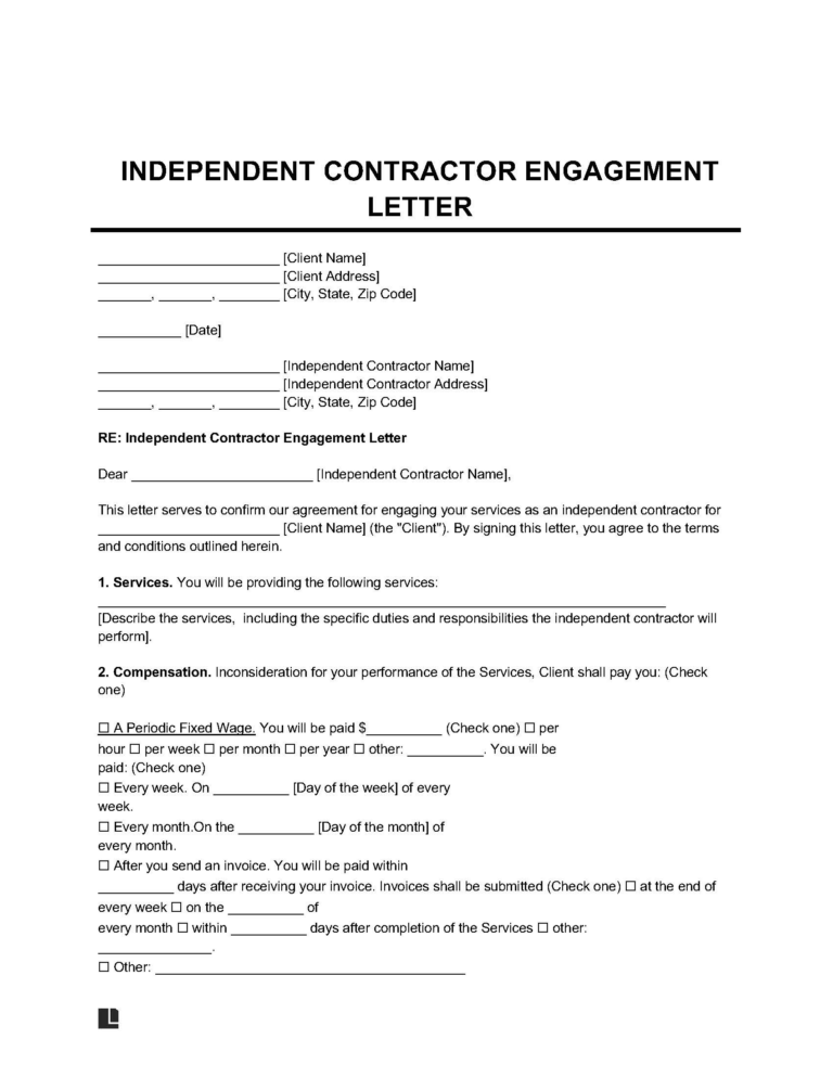 Free Engagement Letter Template PDF & Word Downloads