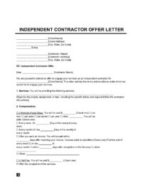 Independent Contractor Offer Letter Template