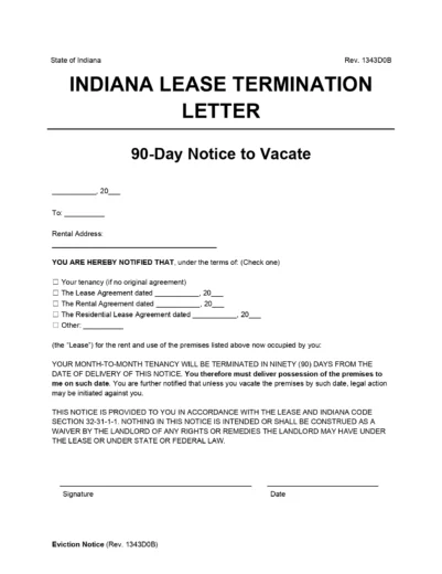 Indiana 90 Day Lease Termination