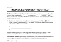 Indiana Employment Contract Template
