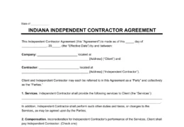 Indiana Independent Contractor Agreement Template