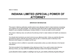 Indiana Limited Power of Attorney Template