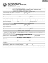Indiana Vehicle Power of Attorney Form