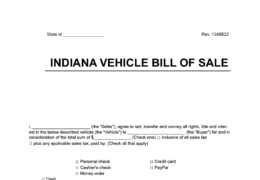 Indiana vehicle bill of sale