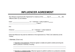 Influencer Agreement Template