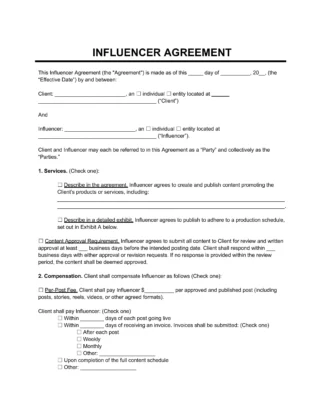 Influencer Agreement Template