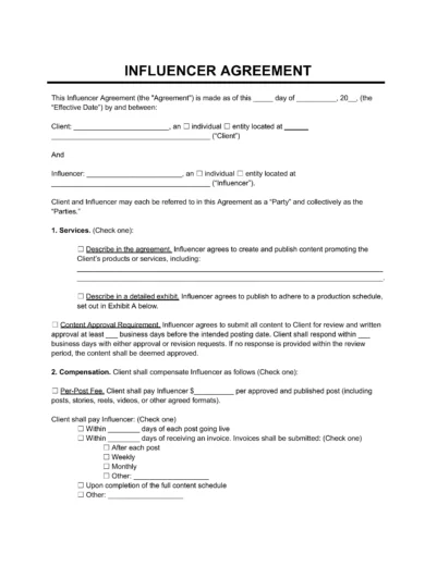 Influencer Agreement Template