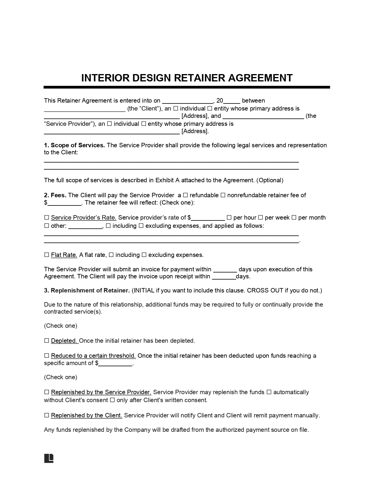 Interior Design Retainer Agreement 