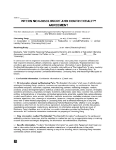 Intern Non-Disclosure and Confidentiality Agreement