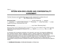 Intern Non-Disclosure and Confidentiality Agreement