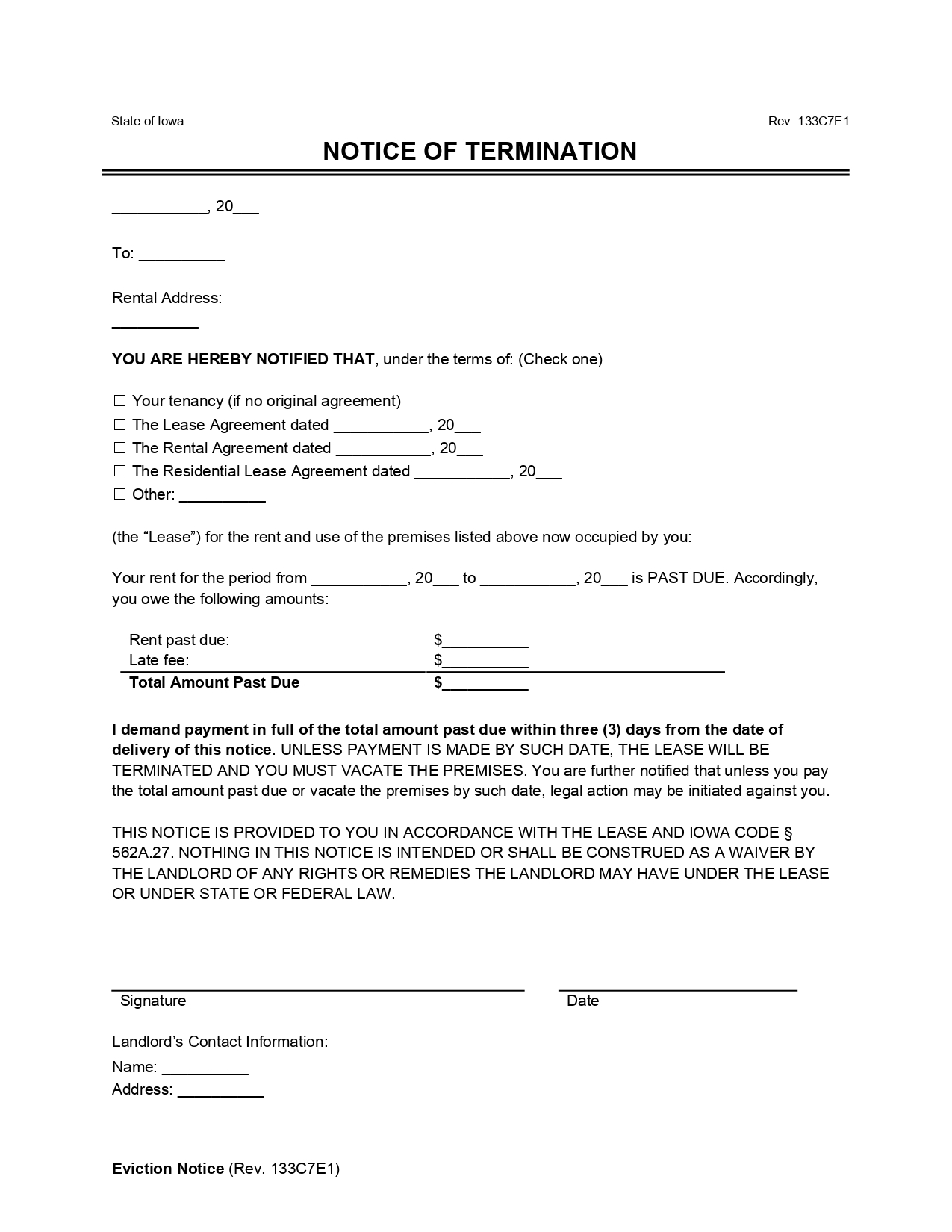 Free Iowa Eviction Notice Forms (3, 7 & 30-Day) | Eviction Notice Templates