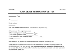 Iowa Lease Termination Letter (30-Day Notice)