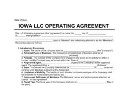 Iowa LLC Operating Agreement Template