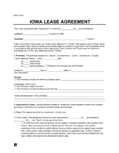 Iowa Lease Agreement Template