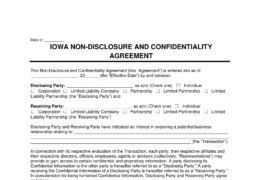 Iowa Non-Disclosure and Confidentiality Agreement Template