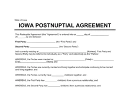 Iowa Postnuptial Agreement Template