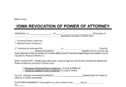Iowa Revocation of Power of Attorney Form
