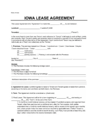 Iowa Standard Residential Lease Agreement Template