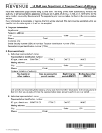 Iowa Tax Power of Attorney Form IA-2848