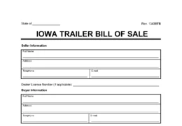 Iowa Trailer Bill of Sale screenshot