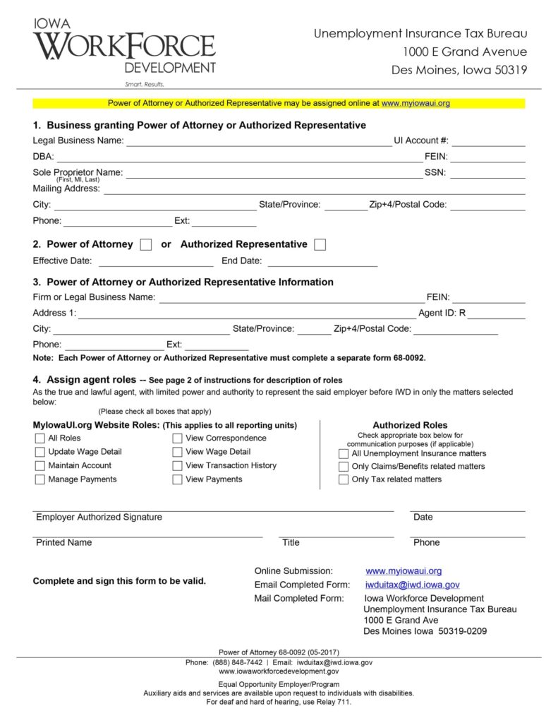 Free iowa power of attorney forms pdf word