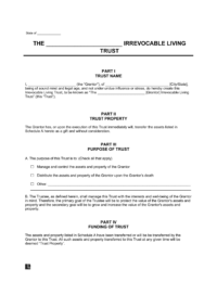 Irrevocable Living Trust Template