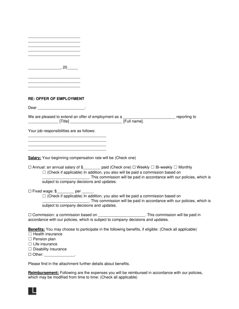 Free Job Offer Letter Templates PDF Word Downloads