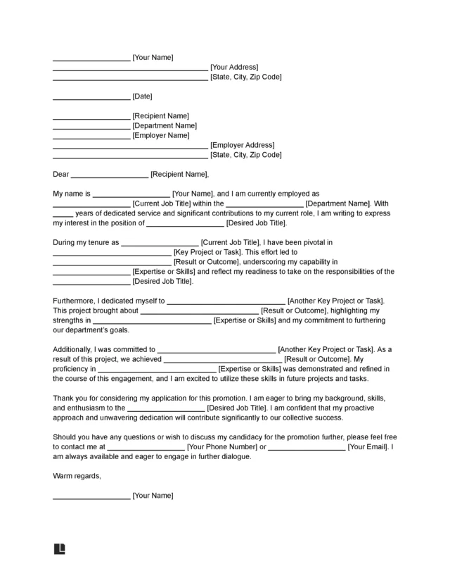 Job Promotion Letter of Intent