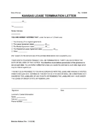 Kansas Lease Termination (30-Day Notice)