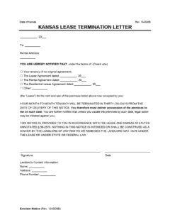 Kansas Lease Termination (30-Day Notice)