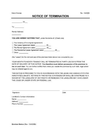 Kansas Lease Termination (30-Day Notice)