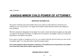 Kansas Minor Child Power of Attorney Form
