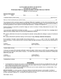 Kansas Motor Vehicle Power of Attorney and Odometer Disclosure for Electronic Title (Form TR-40)