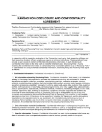 Kansas Non-Disclosure and Confidentiality Agreement Template