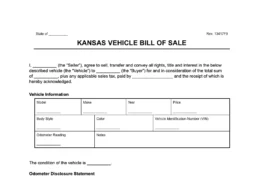 Kansas vehicle bill of sale
