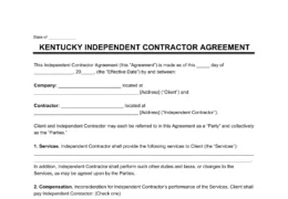 Kentucky Independent Contractor Agreement Template